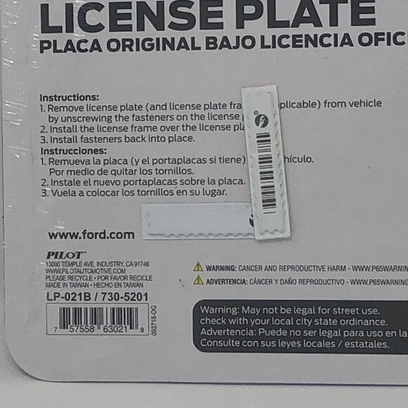 Pilot Automotive LP-021B Stainless Steel Official Ford 3D License Plate Sealed - Picture 5 of 6